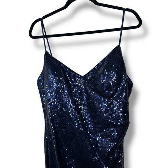Ever Pretty Navy Blue Sexy Spaghetti Straps Fishtail Sequin Evening Gown US 16 - Picture 6 of 12